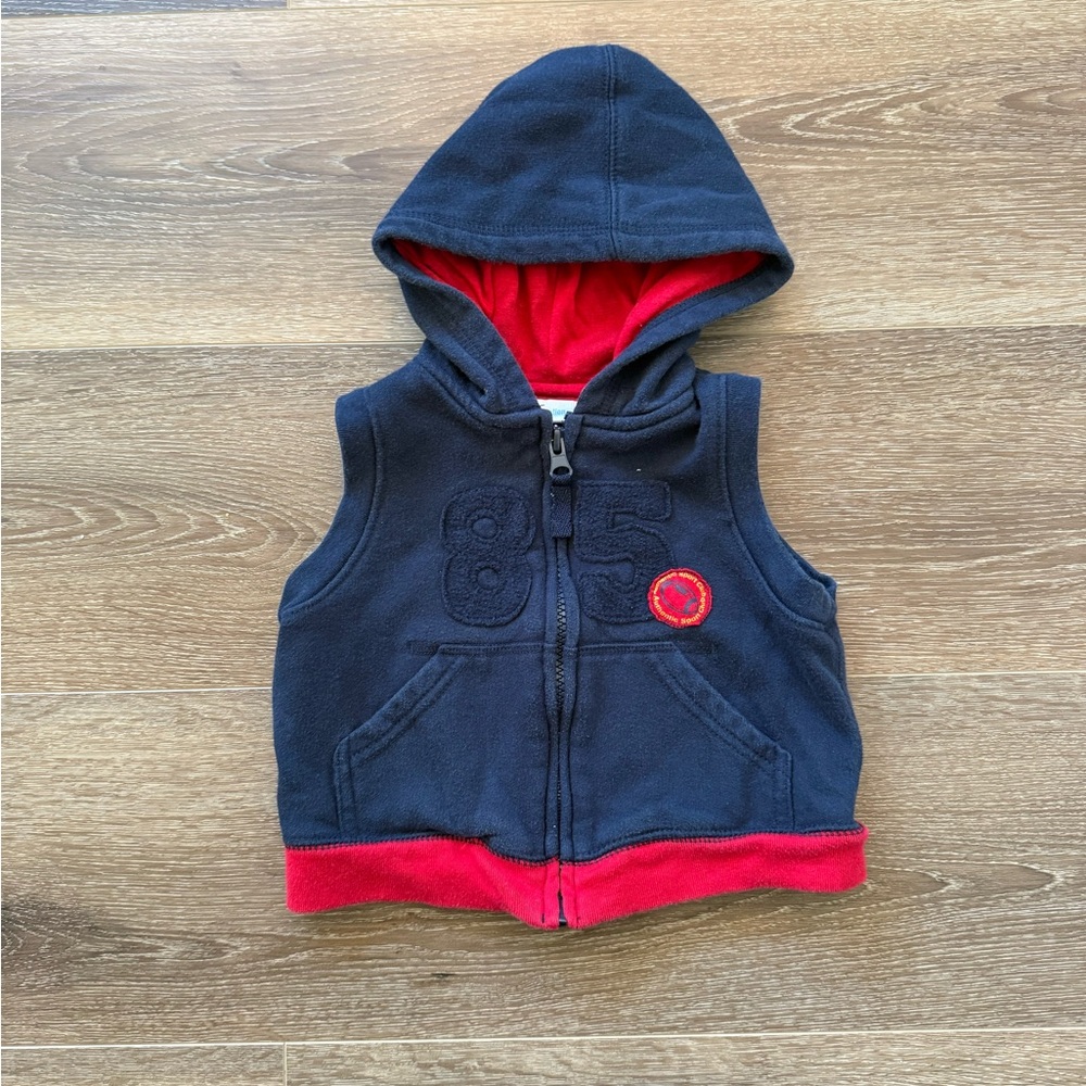 Y2K blue and red football hooded vest